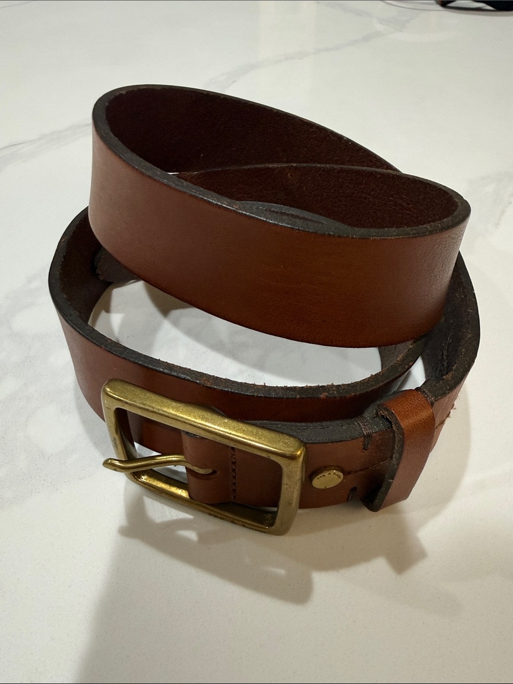 rag & bone Brown Leather Belt with Brass Buckle